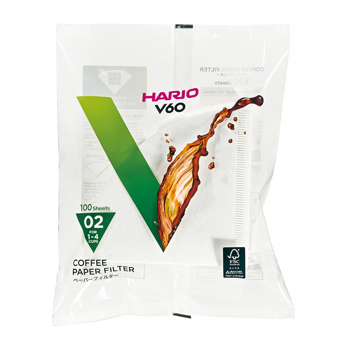 Hario V60-02 paper filters 100 sheets - Starter Set size 02