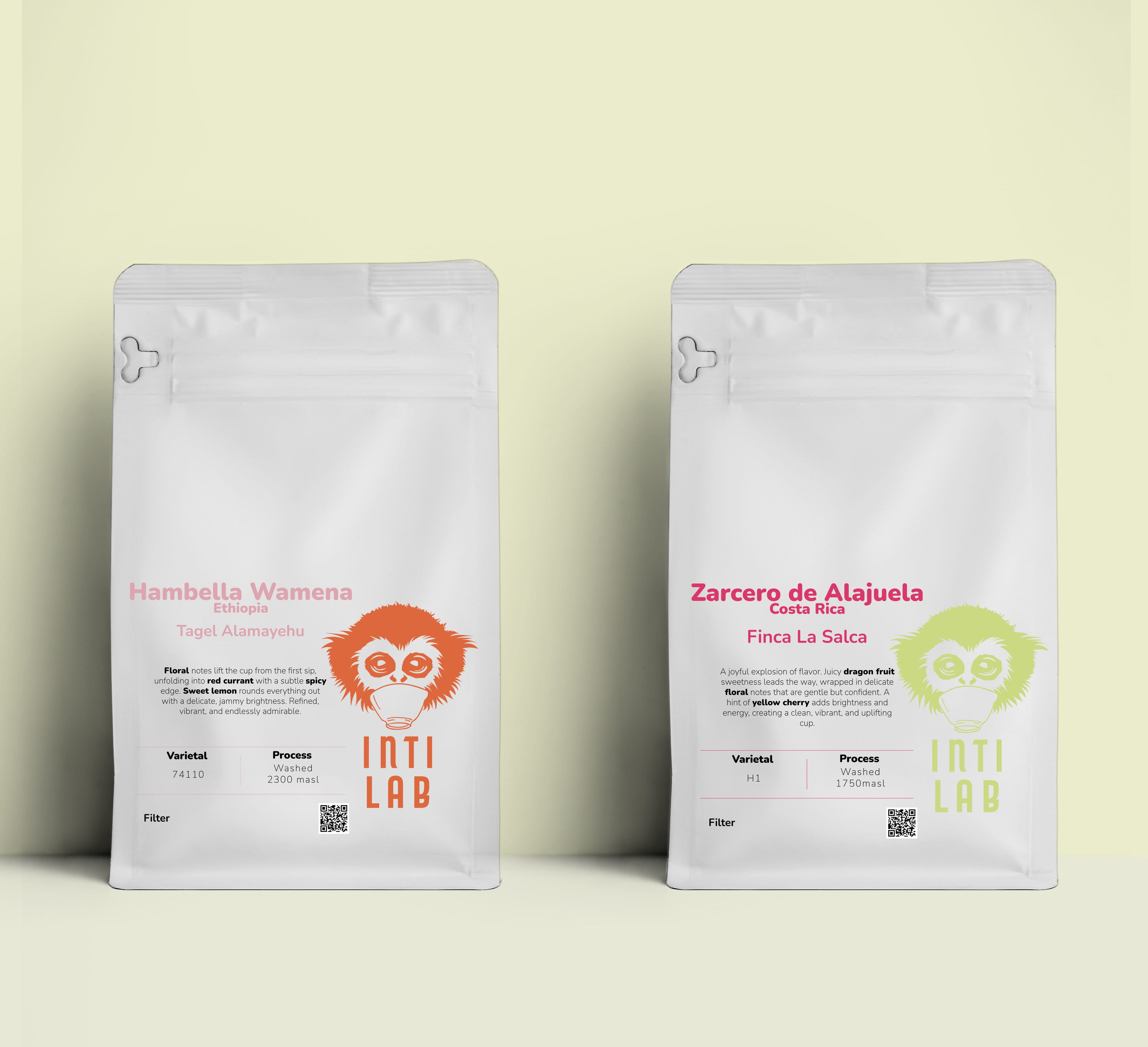 Specialty Coffee Discovery Set, Ethiopia & Costa Rica 2x250g-Whole Bean-Inti Lab